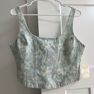 Altar'd State | Sierra Denim Floral Corset Top | Blue Floral | NWT - L